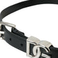 Dolce & Gabbana Black Leather Silver Metal Buckle Belt Men