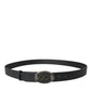 Dolce & Gabbana Black Leather Oval Logo Buckle Belt Men