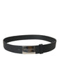 Dolce & Gabbana Black Leather Metal Square Buckle Belt Men