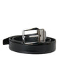 Dolce & Gabbana Black Leather Silver Metal Buckle Belt Men