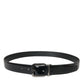 Dolce & Gabbana Black Leather Silver Metal Buckle Belt Men