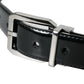 Dolce & Gabbana Black Leather Silver Metal Buckle Belt Men