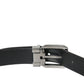 Dolce & Gabbana Black Leather Silver Metal Buckle Belt Men