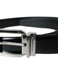 Dolce & Gabbana Black Leather Silver Metal Buckle Belt Men