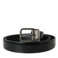 Dolce & Gabbana Black Leather Silver Metal Buckle Belt Men