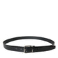 Dolce & Gabbana Black Leather Silver Metal Buckle Belt Men