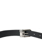 Dolce & Gabbana Black Leather Silver Metal Buckle Belt Men