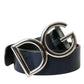 Dolce & Gabbana Blue Leather Silver Metal Logo Buckle Belt Men