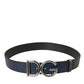 Dolce & Gabbana Blue Leather Silver Metal Logo Buckle Belt Men