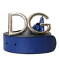 Dolce & Gabbana Blue Leather Silver Metal Logo Buckle Belt Men