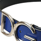 Dolce & Gabbana Blue Leather Silver Metal Logo Buckle Belt Men