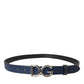 Dolce & Gabbana Blue Leather Silver Metal Logo Buckle Belt Men