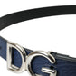 Dolce & Gabbana Blue Leather Silver Metal Logo Buckle Belt Men