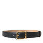 Dolce & Gabbana Black Leather Gold Metal Buckle Belt Men