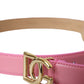 Dolce & Gabbana Pink Leather Gold Logo Metal Buckle Belt