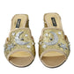 Dolce & Gabbana Gold Sequin Leather Heels Sandals Shoes