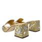 Dolce & Gabbana Gold Sequin Leather Heels Sandals Shoes