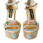 Dolce & Gabbana Gold Floral Jacquard Crystal Sandals Shoes