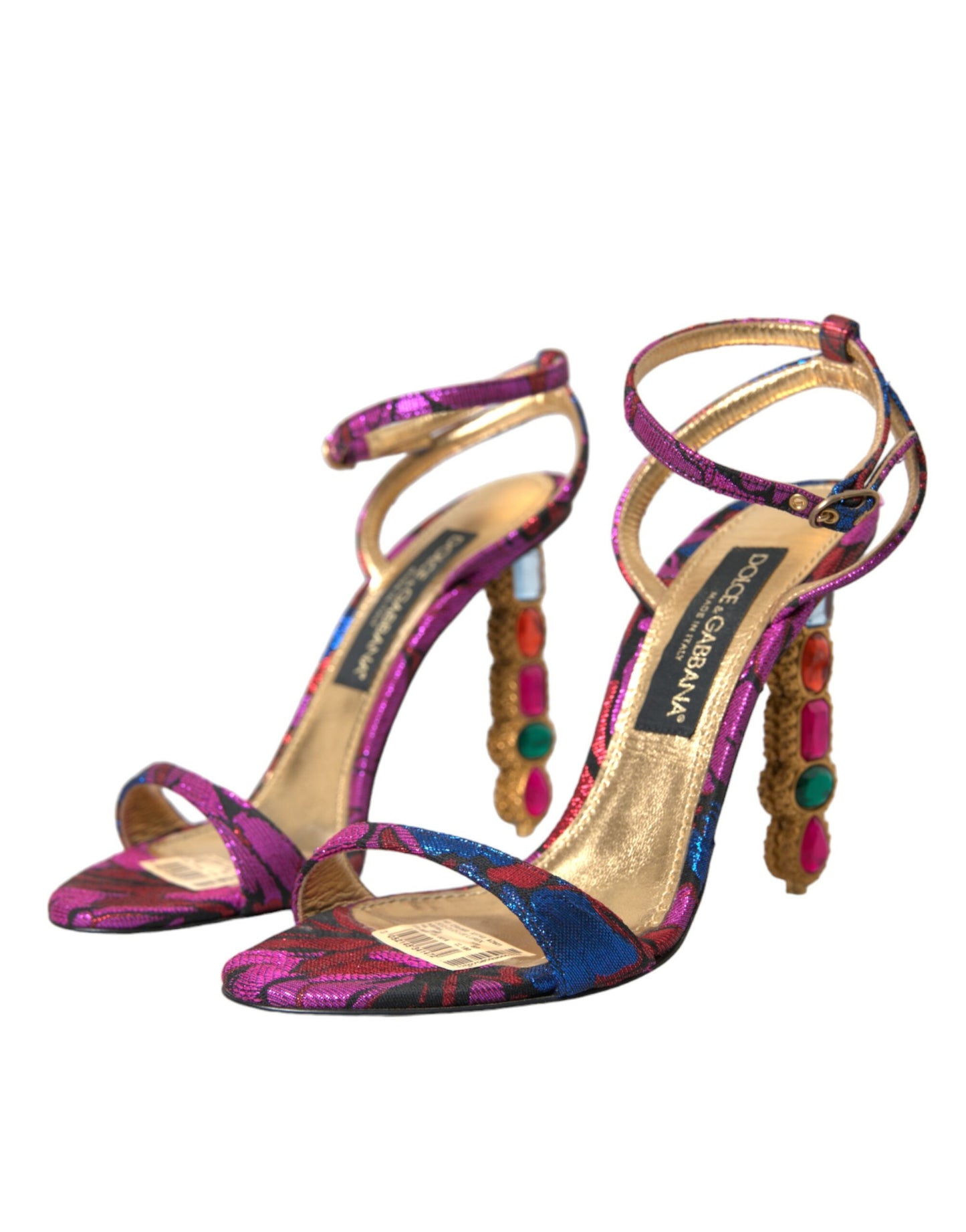 Dolce & Gabbana Multicolor Jacquard Crystals Sandals Shoes