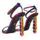 Dolce & Gabbana Multicolor Jacquard Crystals Sandals Shoes