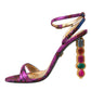 Dolce & Gabbana Multicolor Jacquard Crystals Sandals Shoes