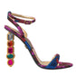 Dolce & Gabbana Multicolor Jacquard Crystals Sandals Shoes