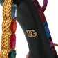 Dolce & Gabbana Multicolor Jacquard Crystals Sandals Shoes