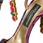 Dolce & Gabbana Multicolor Jacquard Crystals Sandals Shoes