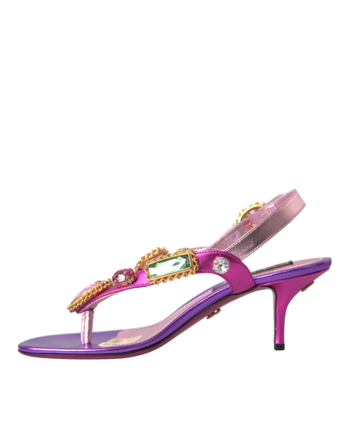 Dolce & Gabbana Multicolor Crystals Slingback Sandals Shoes