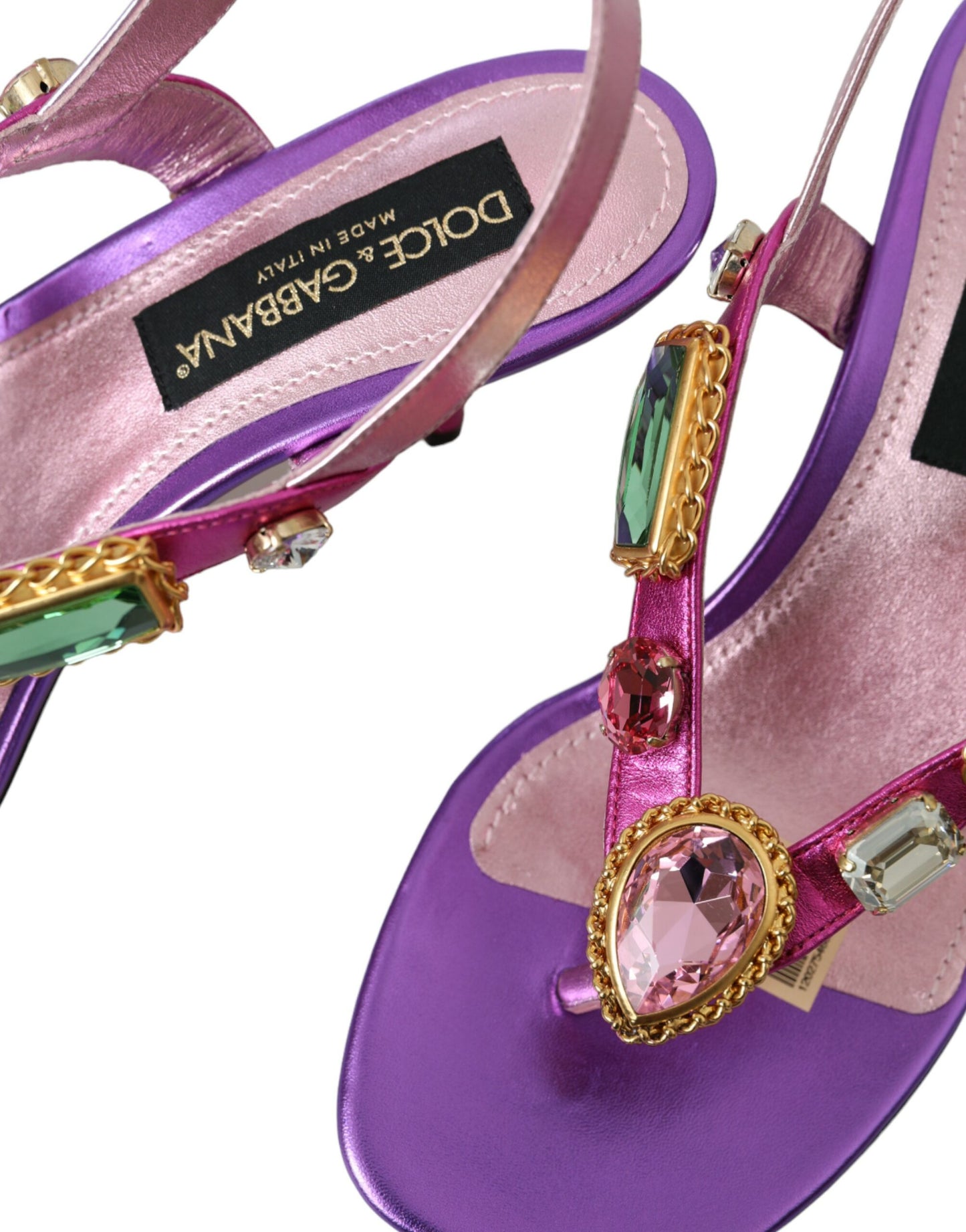 Dolce & Gabbana Multicolor Crystals Slingback Sandals Shoes