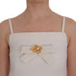 Dolce & Gabbana Elegant White Wool Shift Dress with Gold Brooch