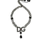 Dolce & Gabbana Silver Tone Brass DG CITY Embellished Jewelry Necklace