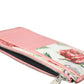 Dolce & Gabbana Pink Floral Leather DG Logo Zip Card Holder Women Wallet