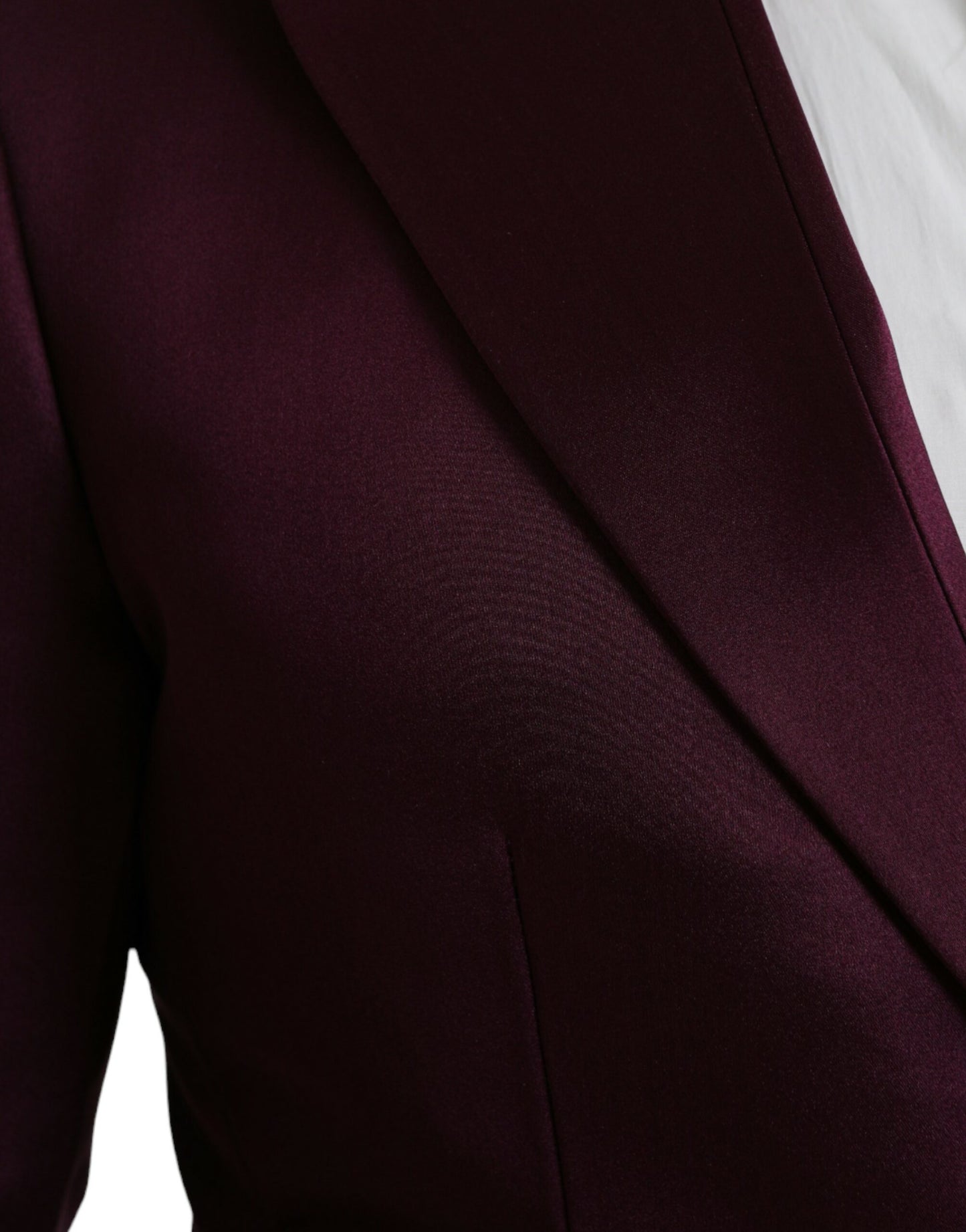 Dolce & Gabbana Maroon Silk Single Breasted Coat Blazer