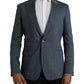 Dolce & Gabbana Blue Linen NAPOLI Single Breasted Coat Blazer