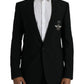 Dolce & Gabbana Black Crown Bee MARTINI Single Breasted Coat Blazer