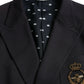 Dolce & Gabbana Dark Blue Crown Bee Double Breasted Blazer