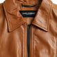 Dolce & Gabbana Brown Lamb Leather Full Zip Blouson Jacket