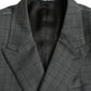 Dolce & Gabbana Gray Plaid Wool MARTINI Formal 2 Piece Suit