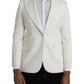 Dolce & Gabbana White Wool Single Breasted Coat Blazer