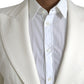 Dolce & Gabbana White Wool Single Breasted Coat Blazer