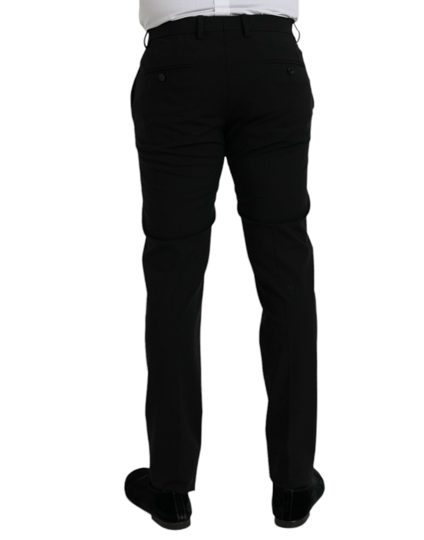 Dolce & Gabbana Black Wool Slim Fit Dress Formal Pants