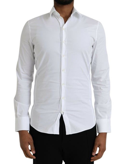 Dolce & Gabbana White Cotton Stretch Formal SICILIA Shirt