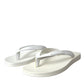 Dolce & Gabbana White Calfskin Leather Slip On Flip Flop Shoes