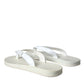 Dolce & Gabbana White Calfskin Leather Slip On Flip Flop Shoes