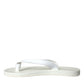 Dolce & Gabbana White Calfskin Leather Slip On Flip Flop Shoes