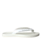 Dolce & Gabbana White Calfskin Leather Slip On Flip Flop Shoes