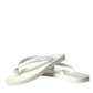 Dolce & Gabbana White Calfskin Leather Slip On Flip Flop Shoes