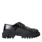 Dolce & Gabbana Black Leather Studded Trekking Sneakers Shoes