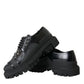 Dolce & Gabbana Black Leather Studded Trekking Sneakers Shoes